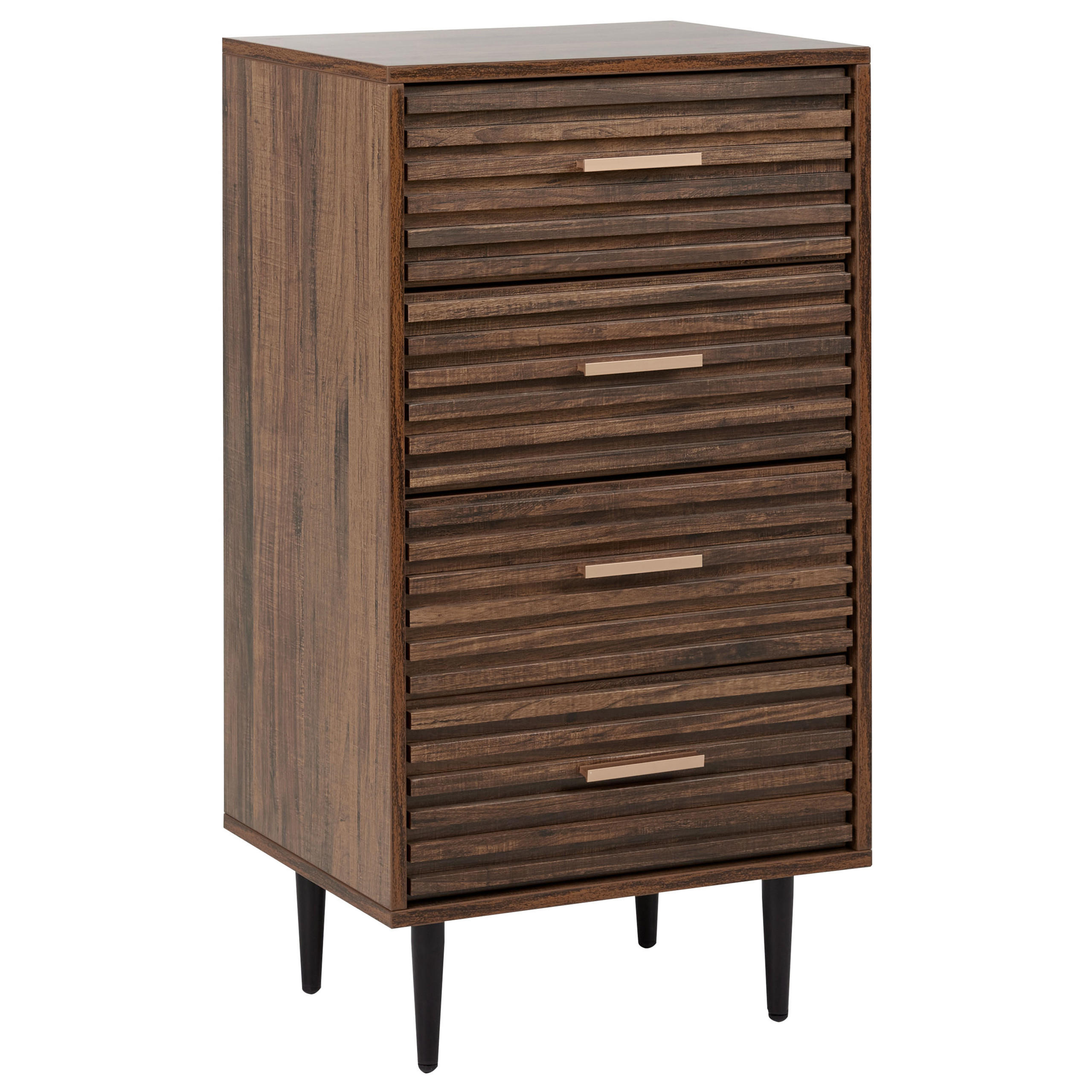 KOMMODE mit 4 Schubladen Dunkelbraun Keith - Braun, Holzwerkstoff (48/90/40cm) - Beliani
