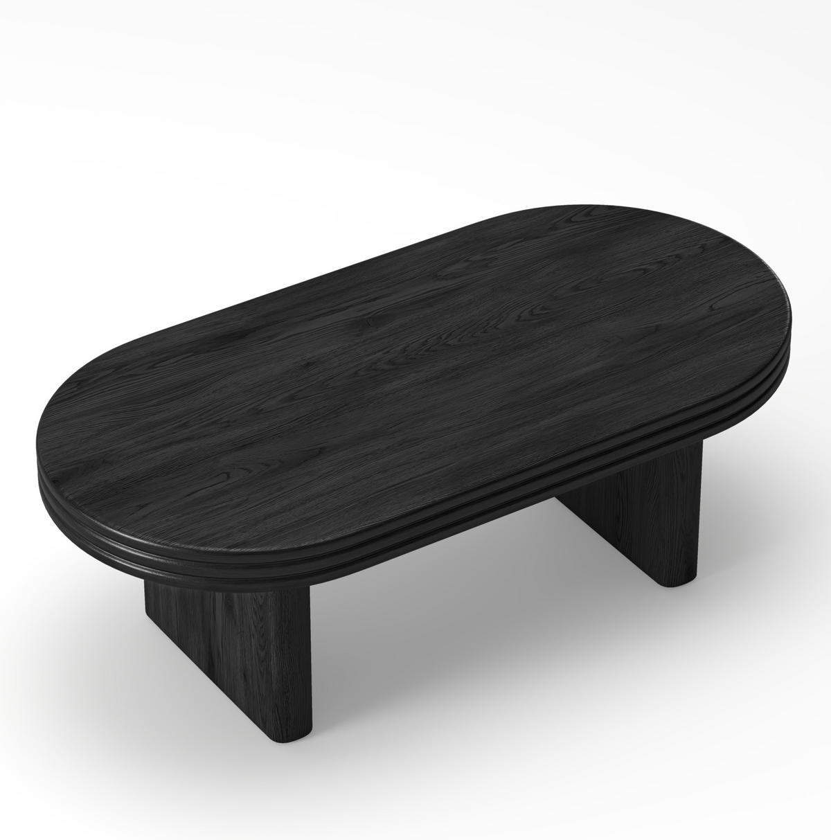 COUCHTISCH aus MDF mit Massivholzfurnier 120x60x41,5 cm Schwarz oval, vielseitig und pflegeleicht - Schwarz, Holzwerkstoff (120/60/41.5cm) - Modfu