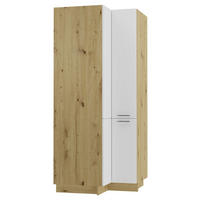 ECKVORRATSSCHRANK Kvantum D24N/207 Eiche Artisan / Weiß Matt - Weiß/Eiche Artisan, Holz/Holzwerkstoff (90/207/90cm) - Feldmann-Wohnen