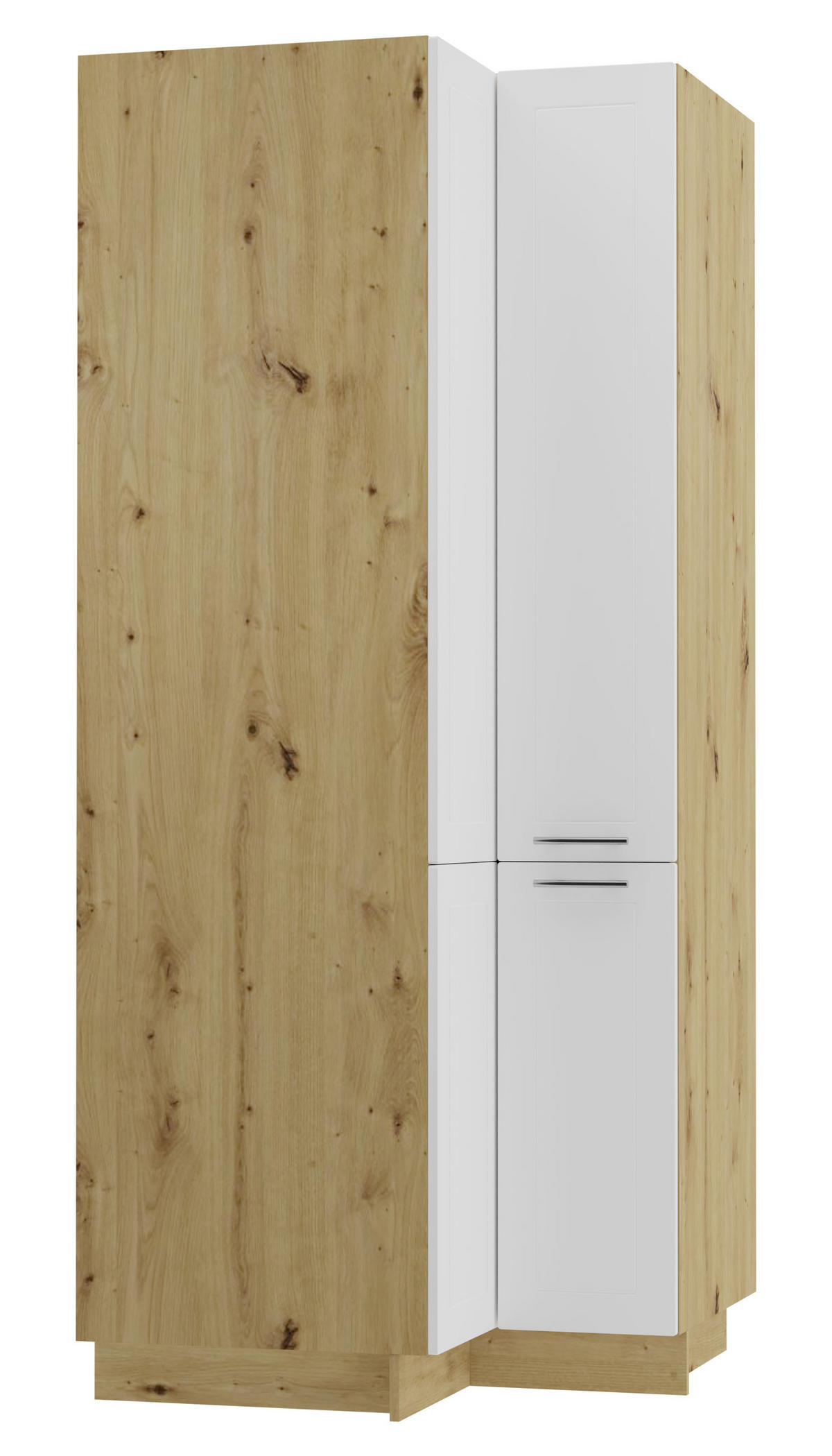 ECKVORRATSSCHRANK Kvantum D24N/207 Eiche Artisan / Weiß Matt - Weiß/Eiche Artisan, Holz/Holzwerkstoff (90/207/90cm) - Feldmann-Wohnen