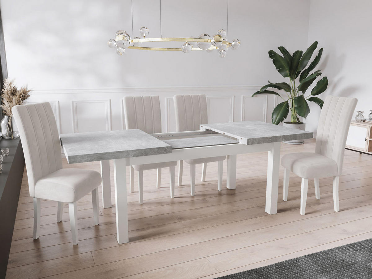 ESSTISCH Avena rechteckig ausziehbar, Grauer Beton 200/100/78 - Hellgrau/Weiß, Holz/Holzwerkstoff (200/100/78cm) - WFL GROUP