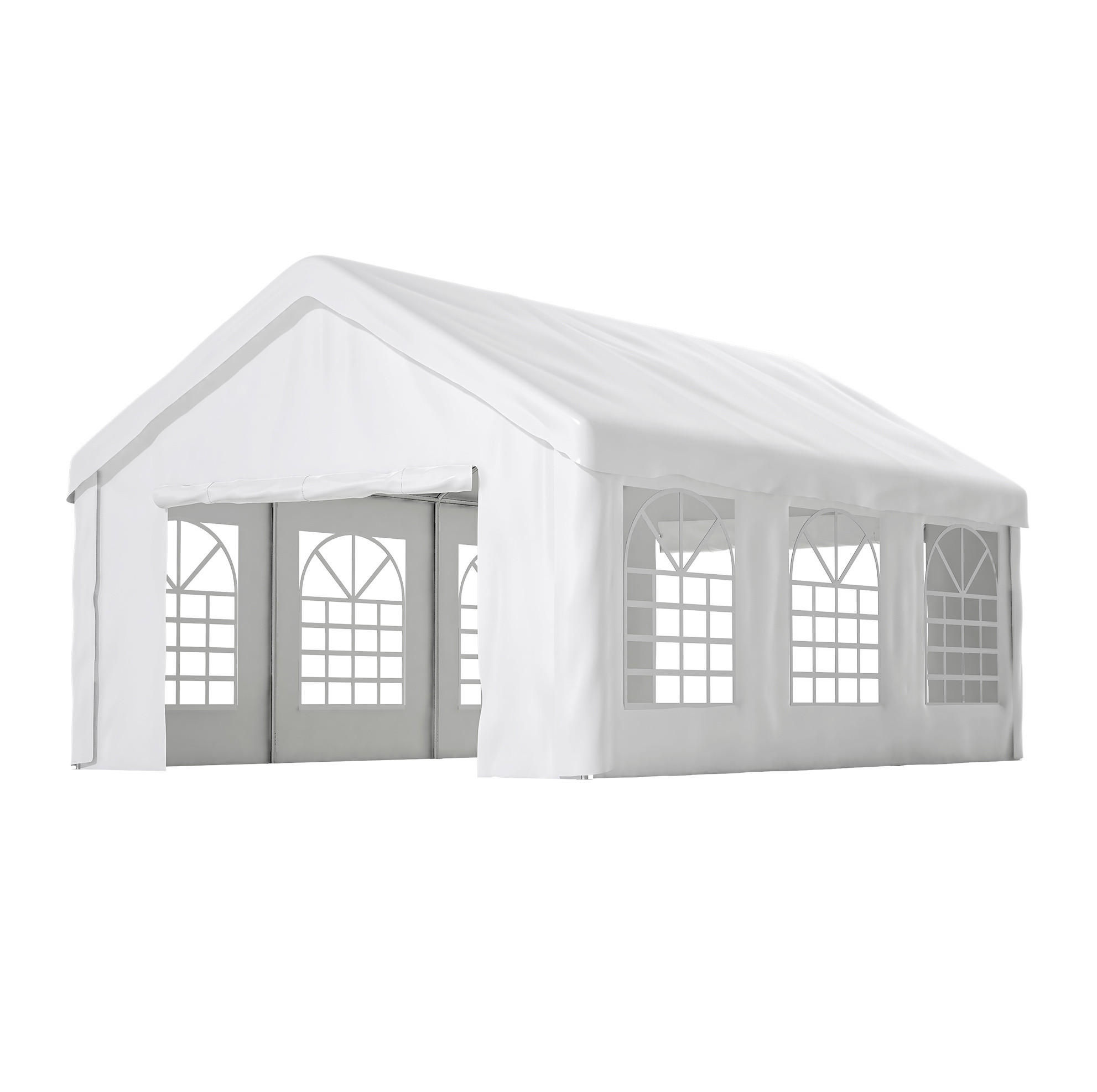 KLEINGARAGE aus Stahlrohr & PE-Oxford 601x400x281 cm in Weiß - Weiß, Metall (400/281/601cm) - Modfu