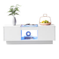 COUCHTISCH aus Spanplatte 100x50x35,5 cm in Weiß mit LED & App-Steuerung - Weiß, Holzwerkstoff (100/50/35.5cm) - Modfu