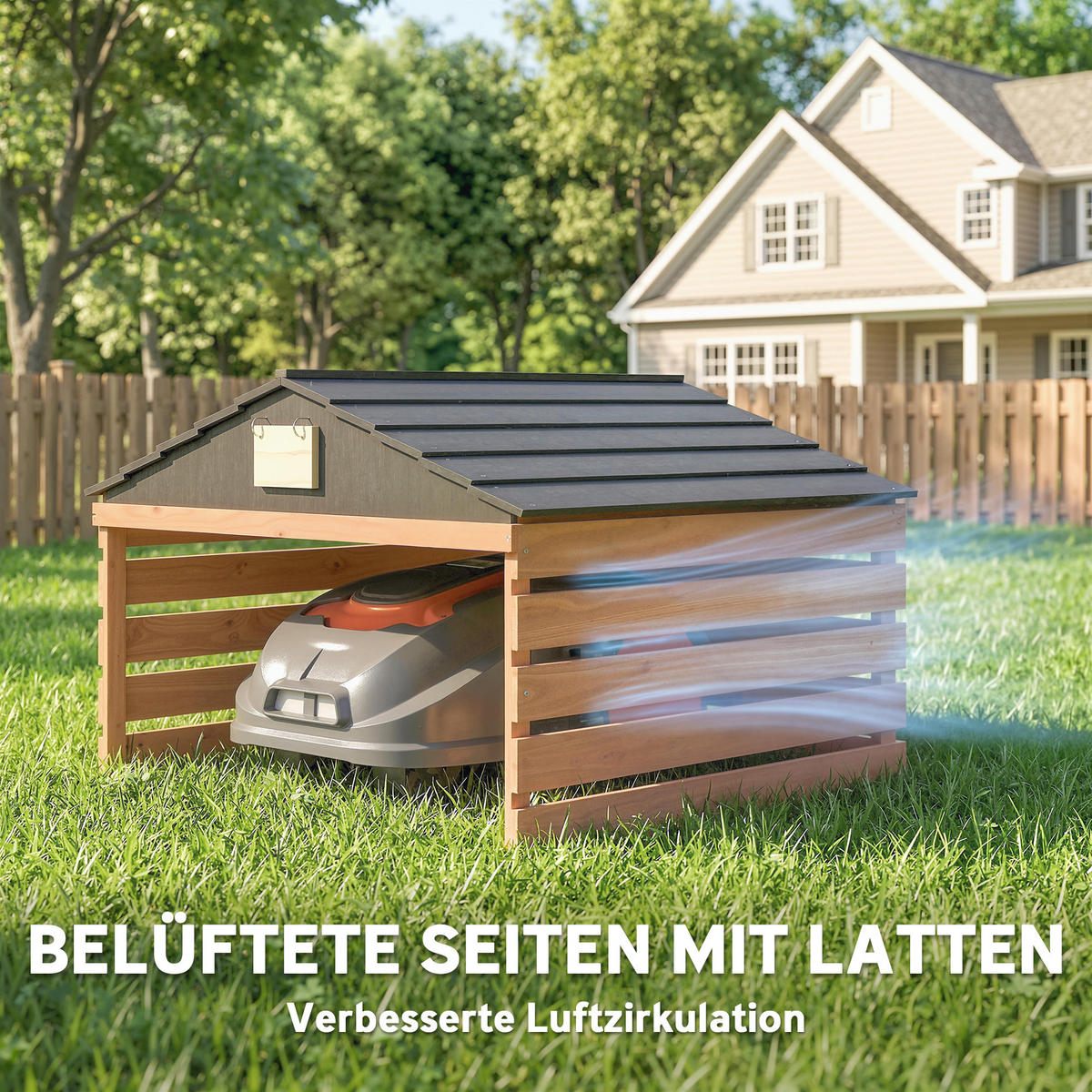 MÄHROBOTER-GARAGE Tannenholz Rotbraun - Rotbraun, Holz (74/54/79cm) - Outsunny