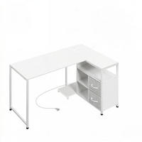 ECKSCHREIBTISCH Weiß 120/80/76 cm mit Stromanschluss USB Typ-C & Stoffschubladen - Weiß, Metall (120/80/76cm) - PANGIVO