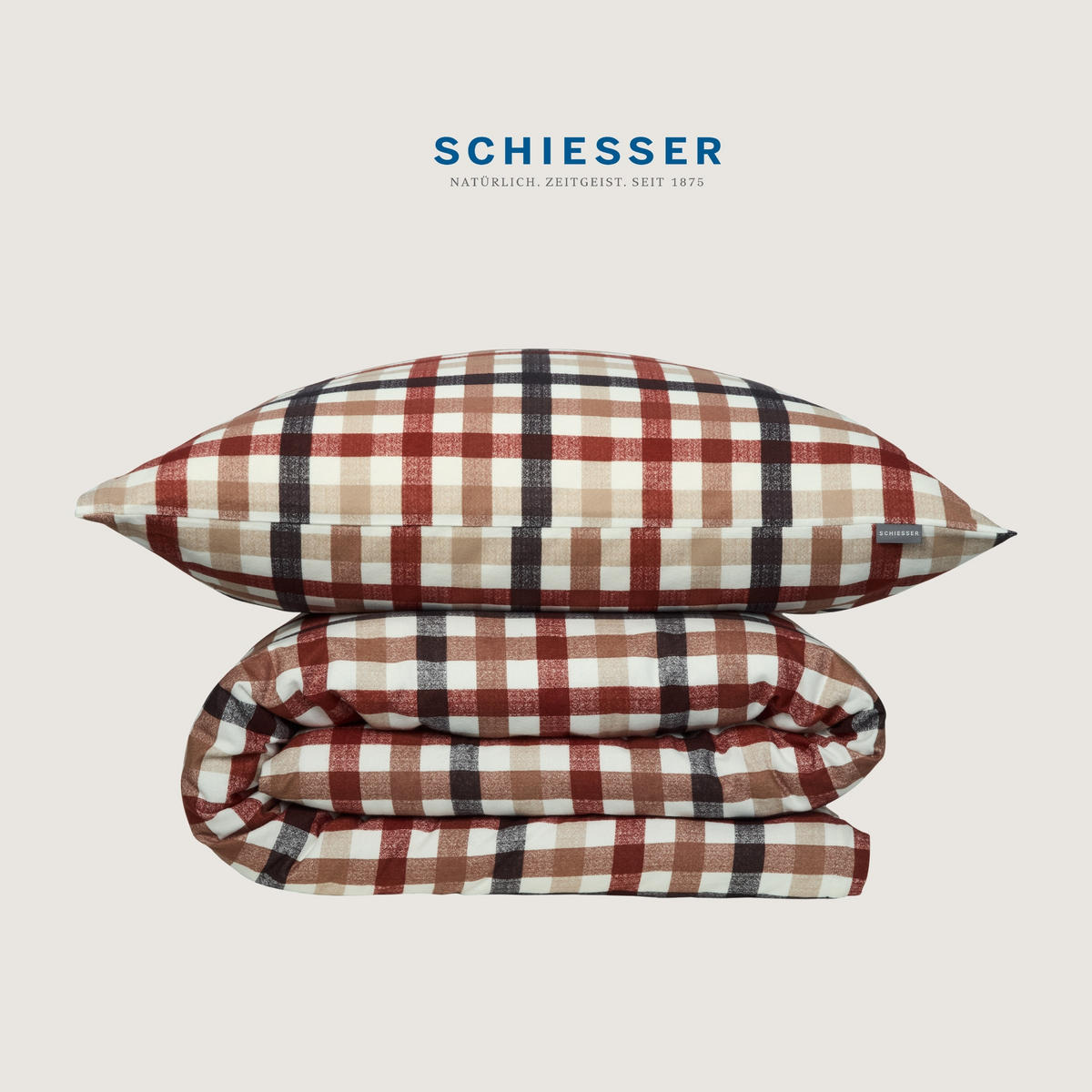 BETTWÄSCHESET James - Feinbiber - 2-teilig - 135 x 200 cm - Braun-Blau - Blau, Textil (135/200cm) - SCHIESSER