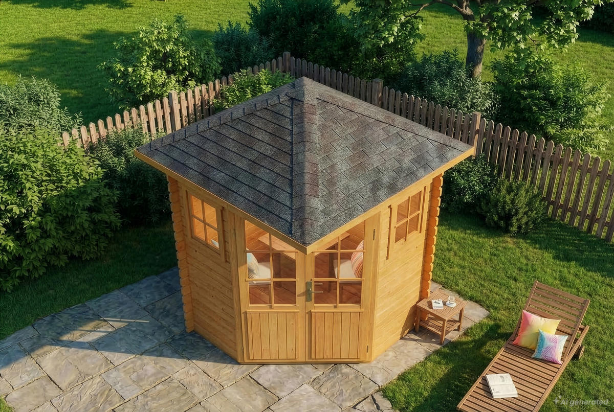 GARTENHAUS Holz Komplettset - Sunny Compact - Pinienfarben, Holz (220/248/220cm) - Alpholz