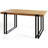 ESSZIMMERTISCH ROSA, ausziehbarer Tisch 180-280X90X77 cm, Farbe: LANCELOT, mit Metallbeinen in Farbe Schwarz - Beige/Schwarz, Holzwerkstoff (180/90/77cm) - Alpi-Möbel