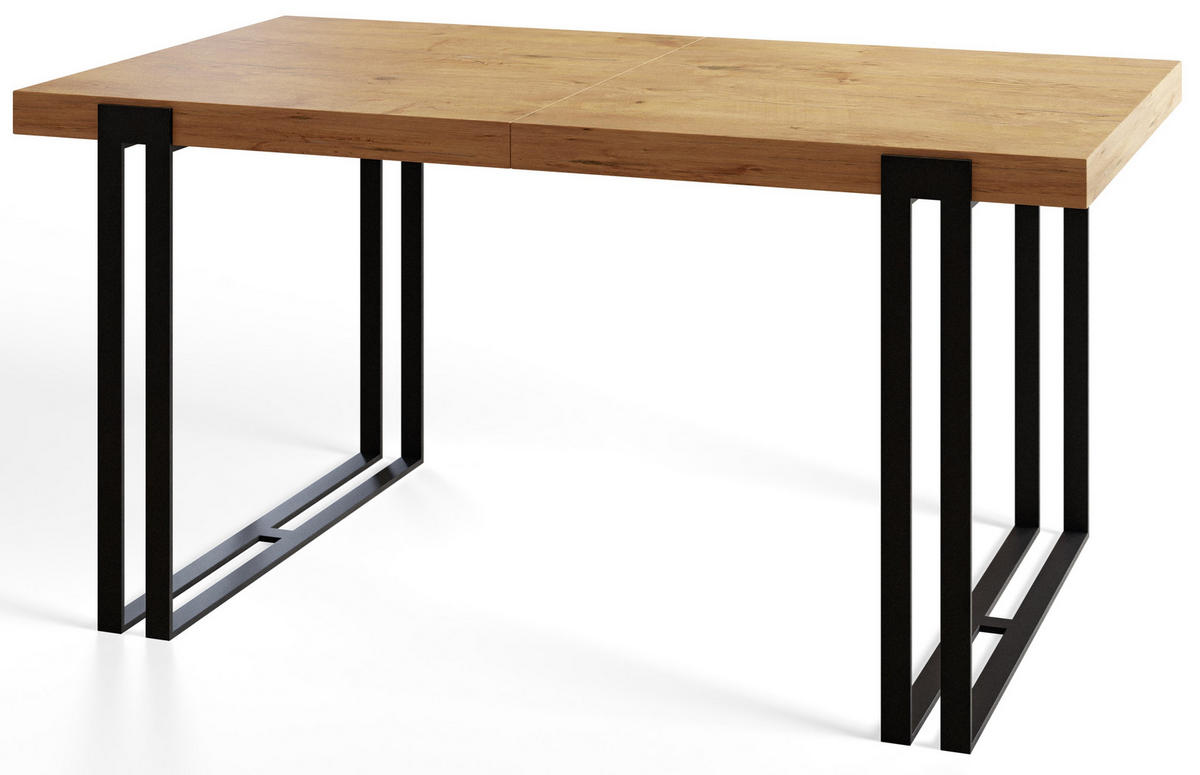 ESSZIMMERTISCH ROSA, ausziehbarer Tisch 180-280X90X77 cm, Farbe: LANCELOT, mit Metallbeinen in Farbe Schwarz - Beige/Schwarz, Holzwerkstoff (180/90/77cm) - Alpi-Möbel
