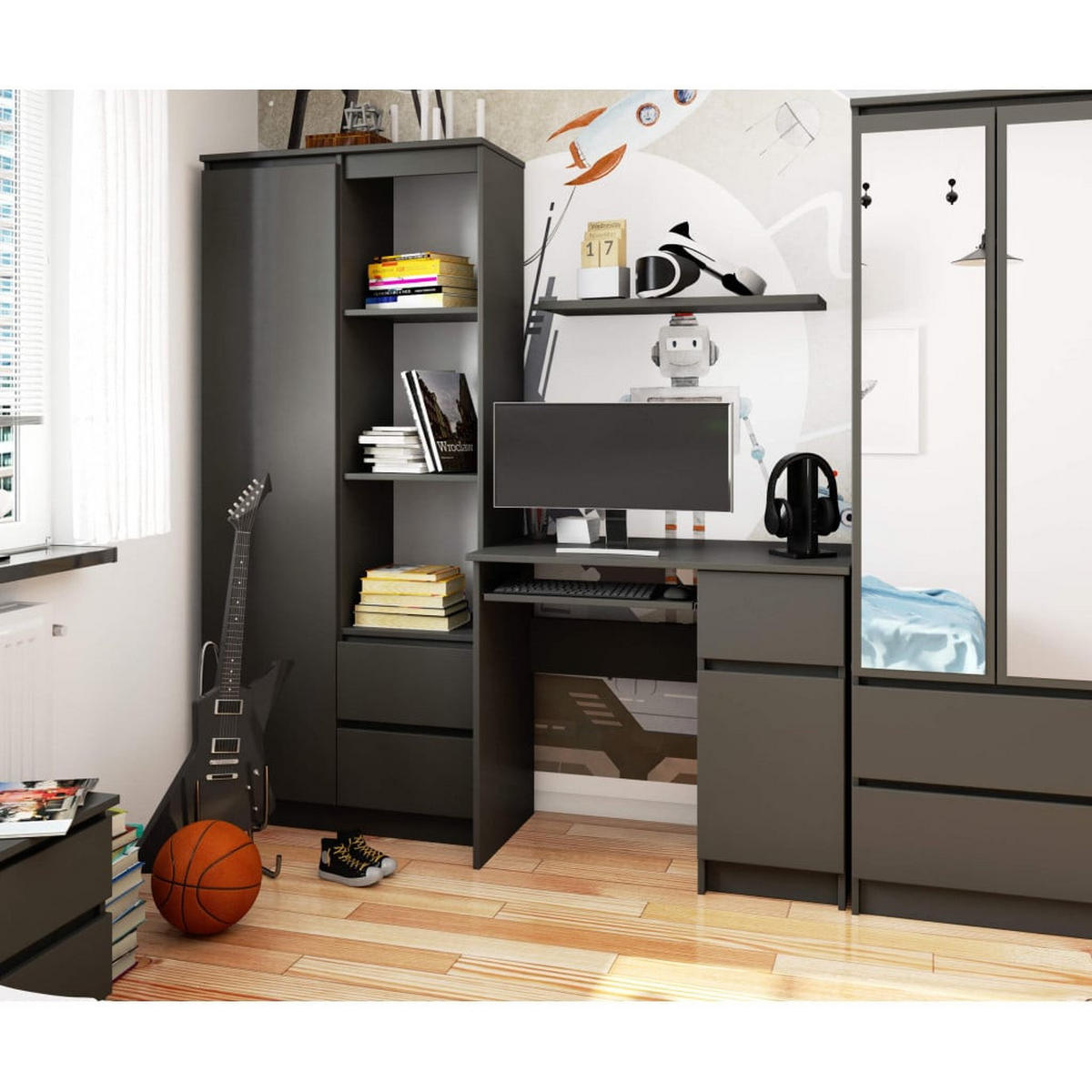 SCHREIBTISCH Graphit Grau 77/90/50 - Grau, Holzwerkstoff (50/90/77cm) - RAUMHIRSCH FURNITURE