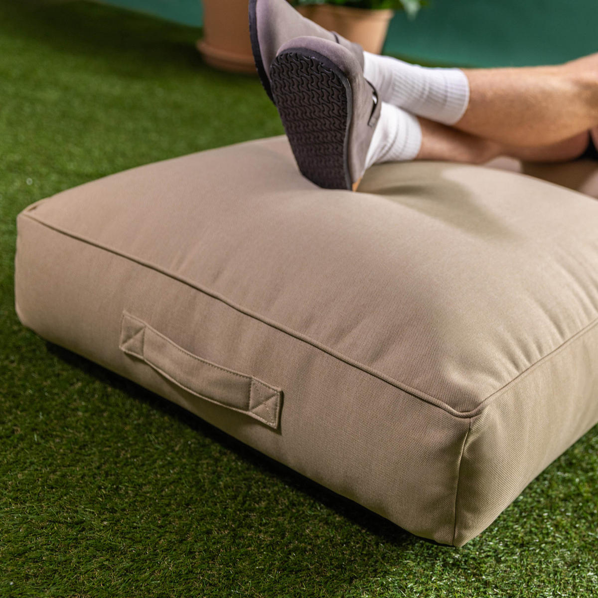 SITZSACK Outdoor mit Bodenkissen Nova - Beige, Textil (84/68/180cm) - icon