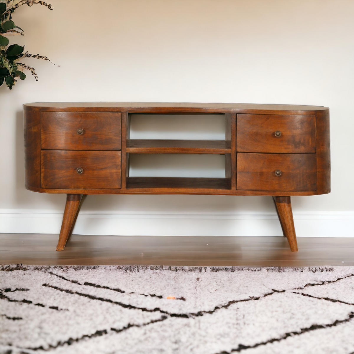 TV-LOWBOARD Dunbar für TVs bis zu 42" - Messingfarben/Braun, Holz/Metall (110/50/35cm) - Artisan Furniture