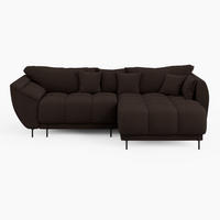 ECKSOFA LEGRO Rechts Dunkelbraun Bouclé-Stoff L-Form Couch mit Schlaffunktion & Bettkasten - Dunkelbraun/Schwarz, Holz (285/180cm) - Barchello