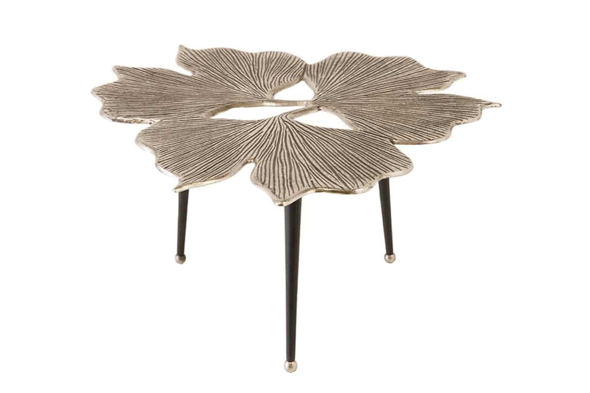 COUCHTISCH GINKGO LEAFS rechteckig Silber 75cm - Silberfarben/Schwarz, Metall (75/75/40cm) - riess-ambiente