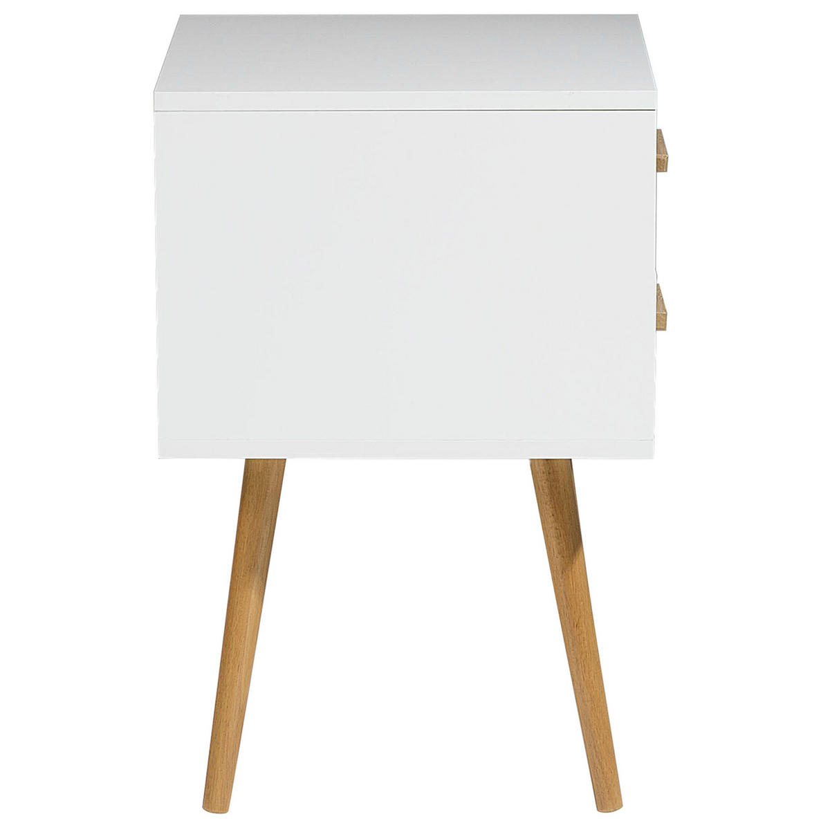 NACHTTISCH weiß 2 Schubladen Alabama - Hellbraun/Weiß, Holzwerkstoff (40/61/40cm) - Beliani