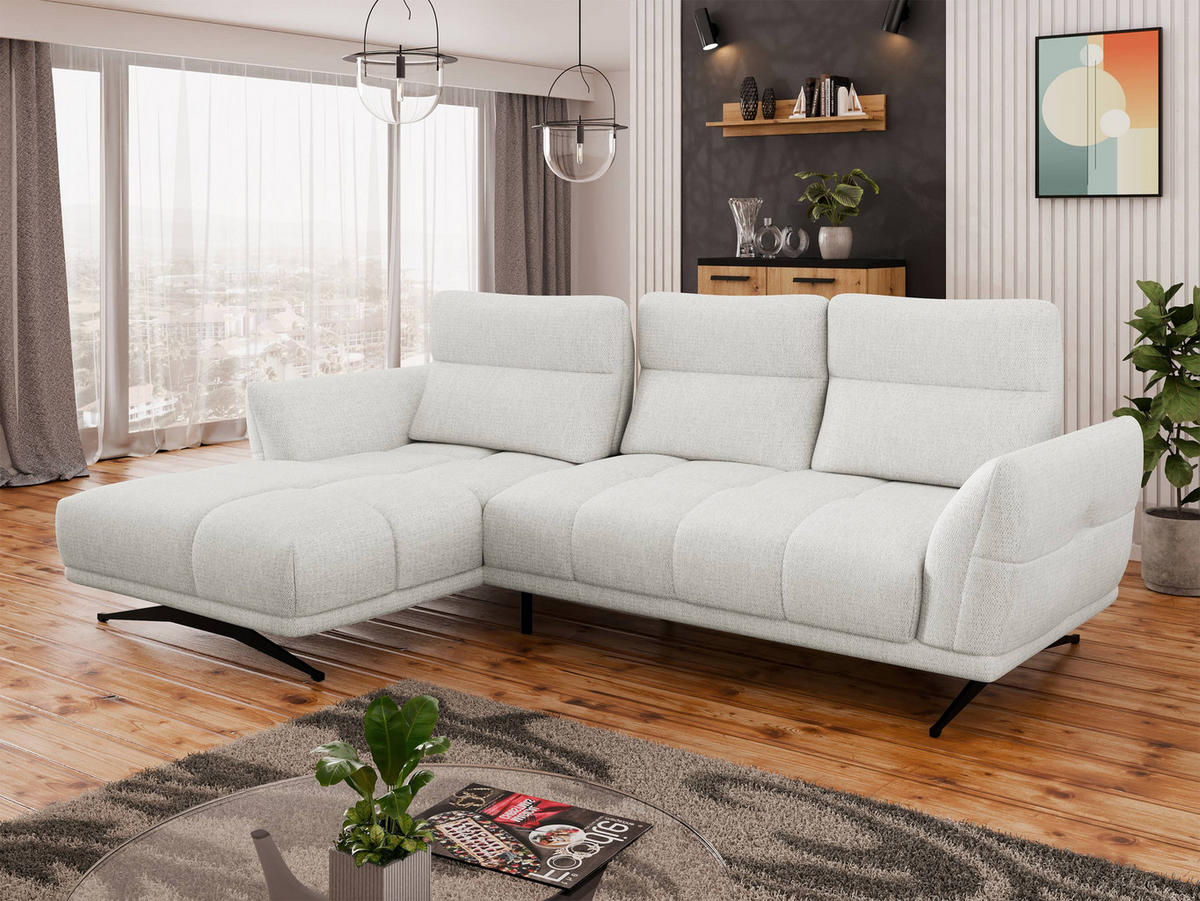 ECKSOFA Giovanni Z LCH, Seite: Links LC-2R - Hellgrau/Schwarz, Holz/Textil (298/195cm) - MIRJAN24