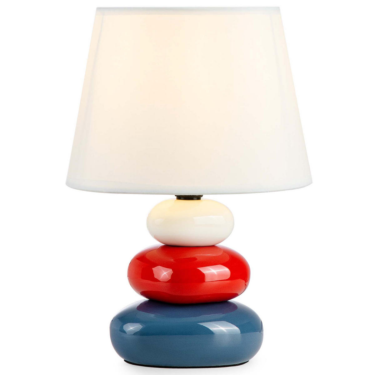 TISCHLEUCHTE SALU Tischlampe, 2-er Set, Marineblau, Rot, Weiß - Multicolor, Keramik/Textil (18/18/24cm) - KONSIMO®