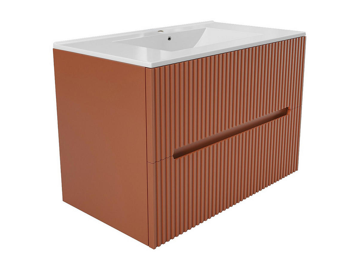 EINZELWASCHTISCH - 80cm x 45.5cm - MDF - terracotta - PAVANI - Braun, Holz (80/55/45.5cm) - Vente-Unique