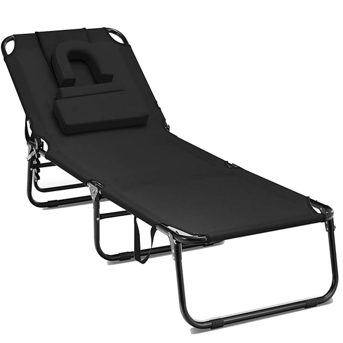 SONNENLIEGEN Schwarz - Schwarz, Metall (63/30/194cm) - COSTWAY