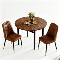 TISCHGRUPPE 3-tlg rund 2 Stühle 100cm Holzoptik - Braun, Holzwerkstoff/Metall (63/22/113.5cm) - Raelunyi