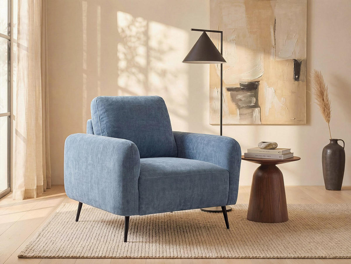 SESSEL mit gerader Rückenlehne - 1 Person - stoff - blau Letrosa - Blau, Textil (96/86/88cm) - Vente-Unique