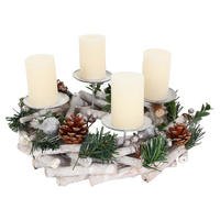 ADVENTSKRANZ MIT KERZEN Weiß - Weiß, Holz (20cm) - MCW