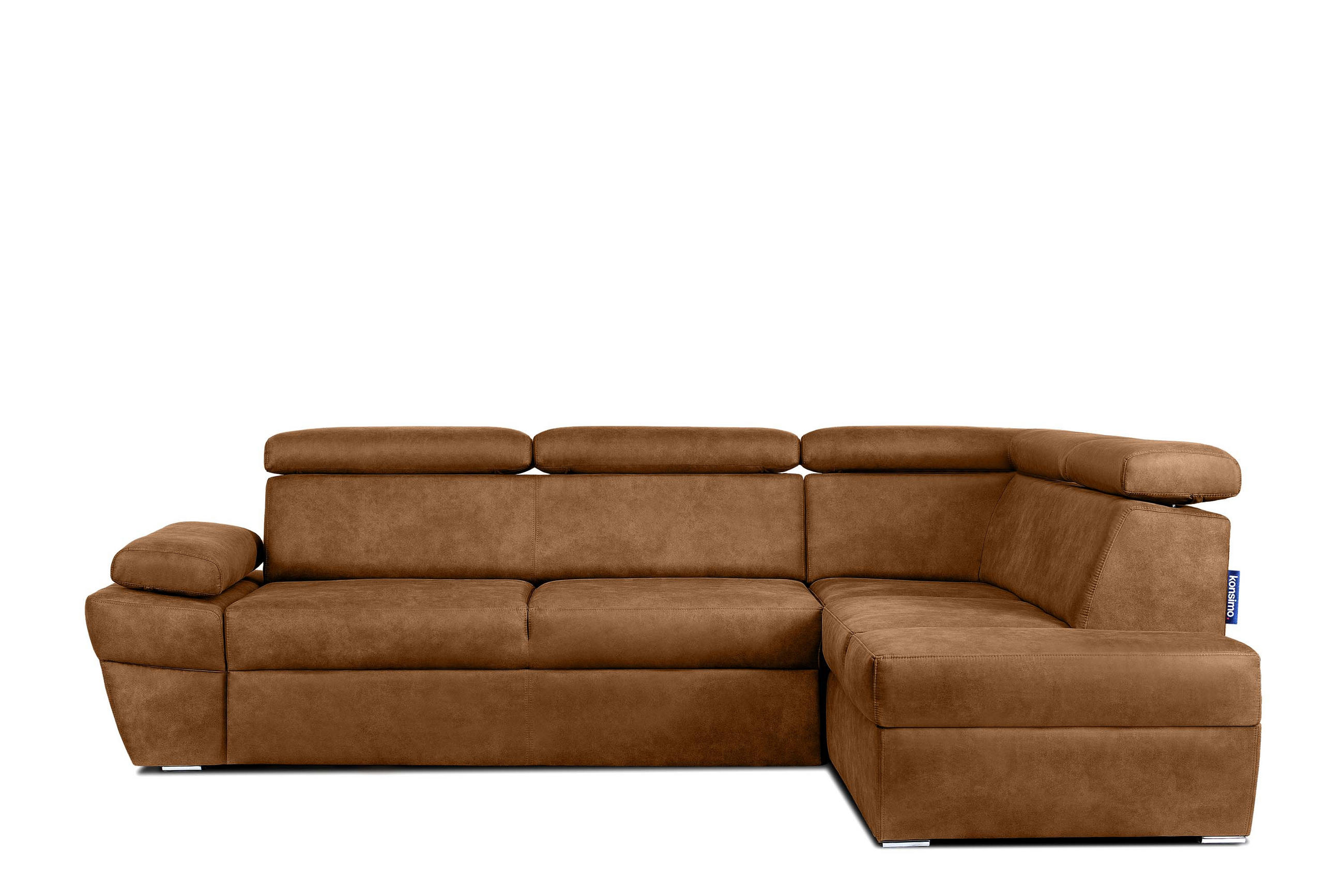 SCHLAFECKSOFA RATLO rechts 4/5-Sitzer mit Bettkasten in Lederoptik, orange - Silberfarben/Orange, Textil (270/190cm) - KONSIMO®