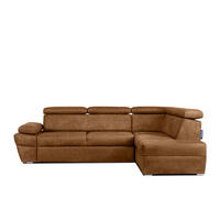 SCHLAFECKSOFA RATLO rechts 4/5-Sitzer mit Bettkasten in Lederoptik, orange - Silberfarben/Orange, Textil (270/190cm) - KONSIMO®