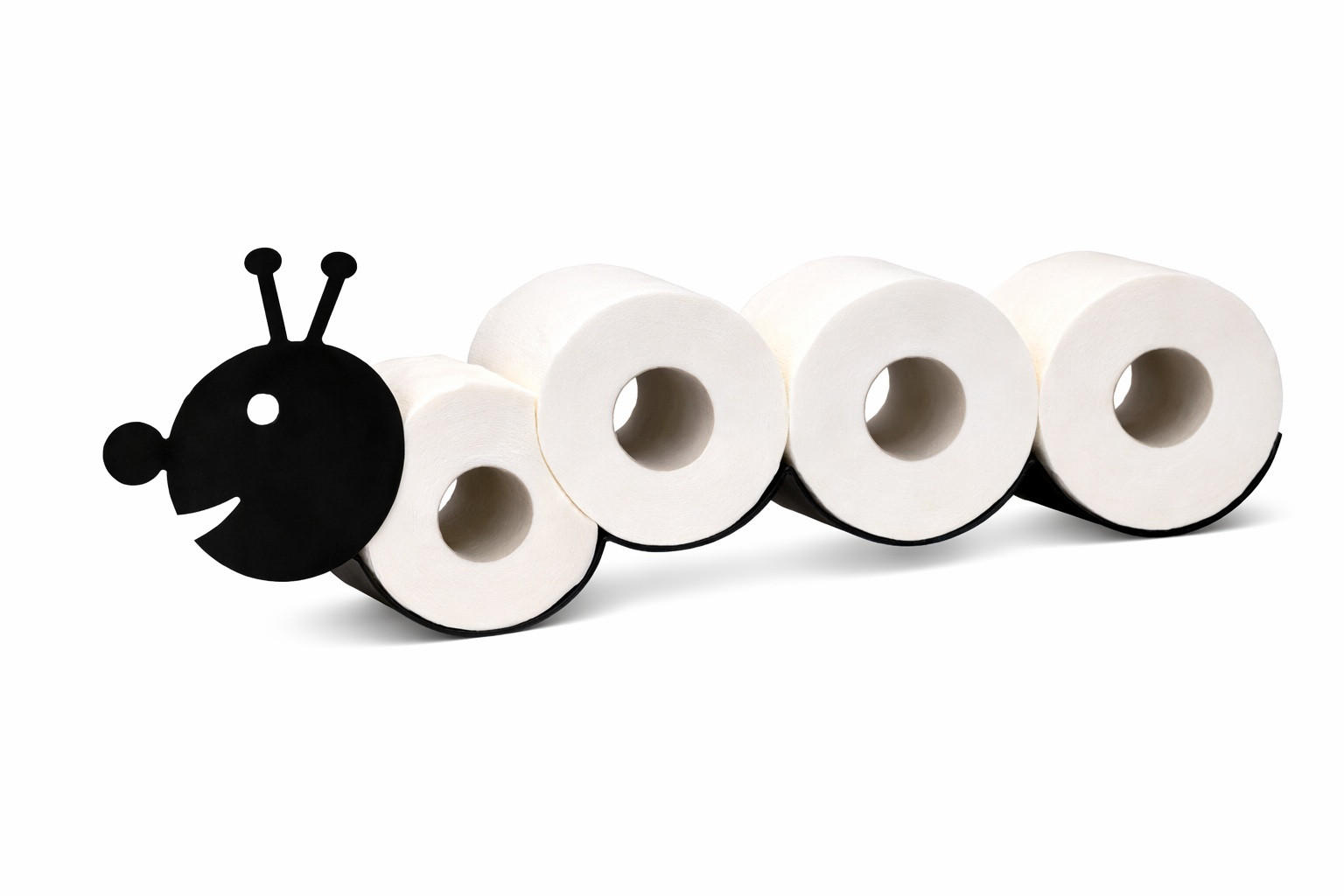 TOILETTENPAPIERHALTER Raupe Metall Schwarz 57/10/16 cm - Schwarz, Metall (57/16/10cm) - DanDiBo