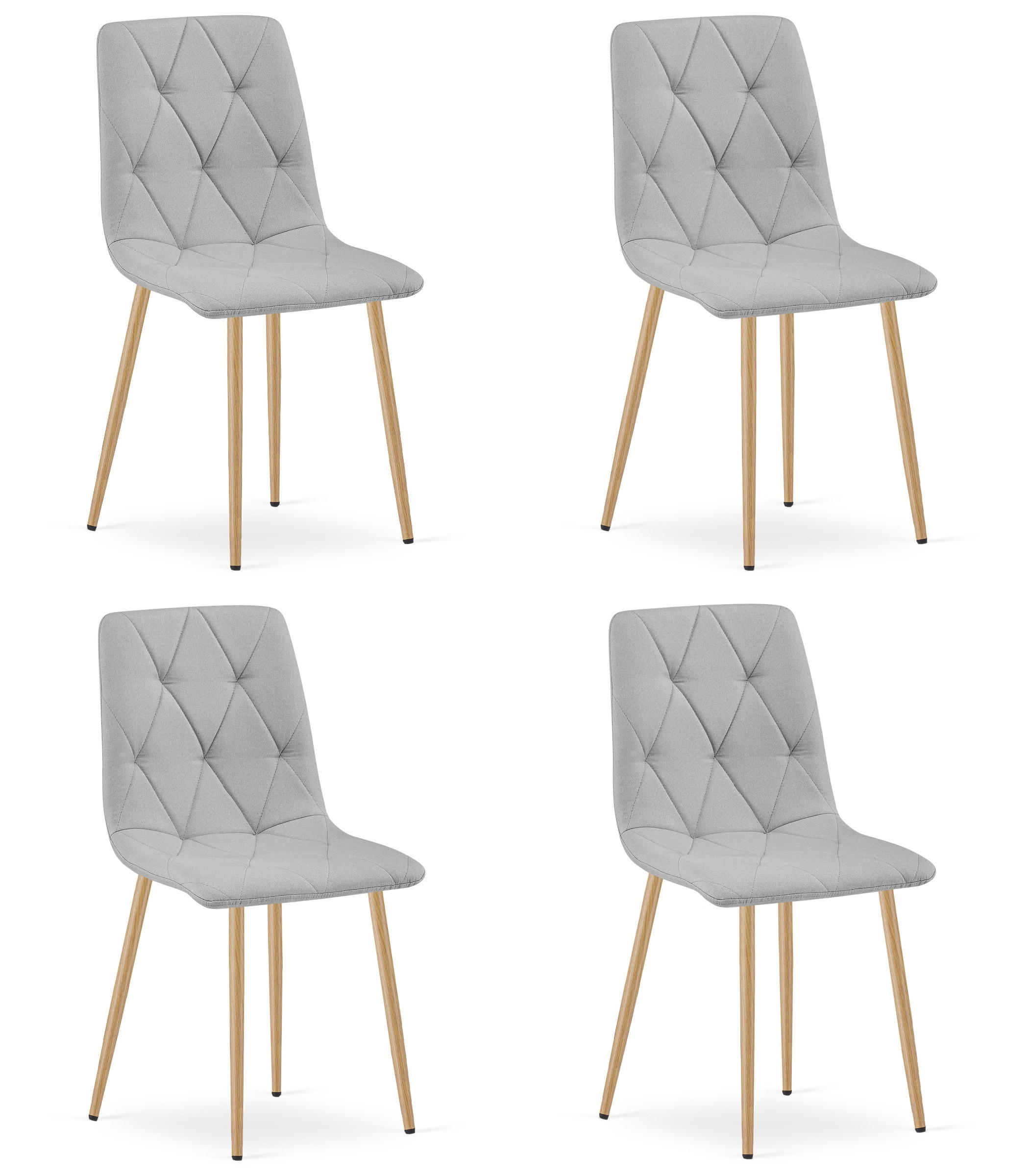 ESSZIMMERSTUHL 4-er Set TYRA hellgrauer Sitz, Beine in Holzfarbe - Eichefarben/Hellgrau, Textil (44.5/87/54.5cm) - Valora