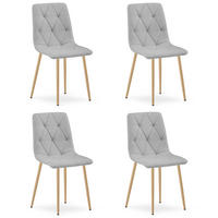 ESSZIMMERSTUHL 4-er Set TYRA hellgrauer Sitz, Beine in Holzfarbe - Eichefarben/Hellgrau, Textil (44.5/87/54.5cm) - Valora