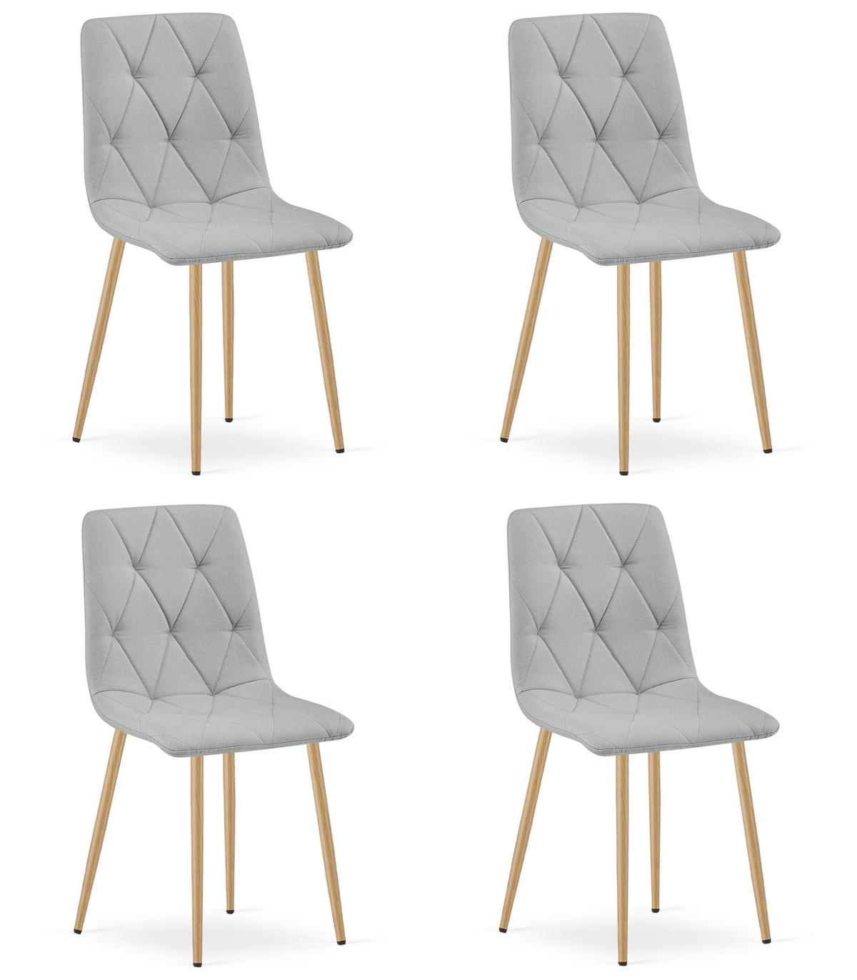 ESSZIMMERSTUHL 4-er Set TYRA hellgrauer Sitz, Beine in Holzfarbe - Eichefarben/Hellgrau, Textil (44.5/87/54.5cm) - Valora