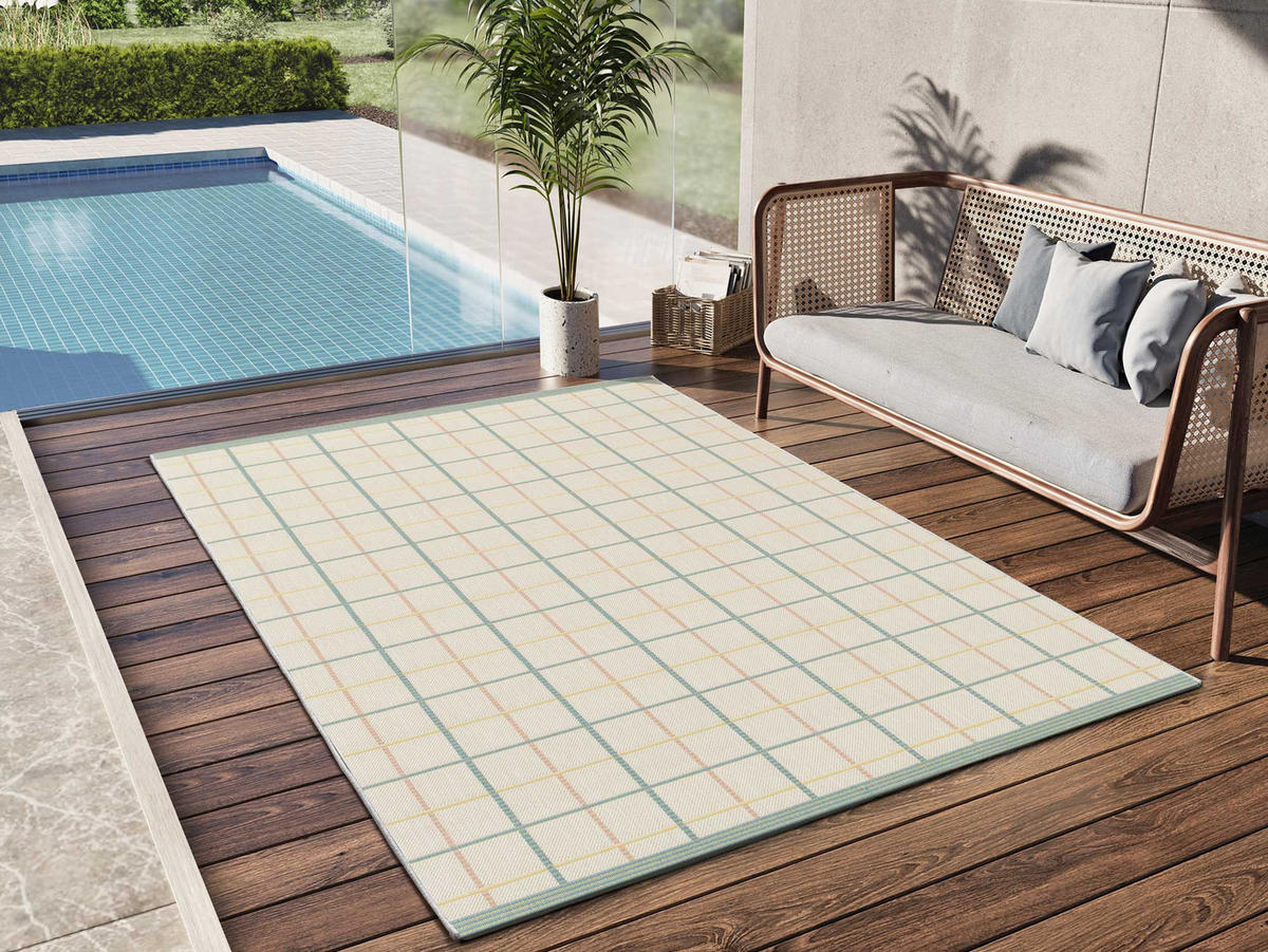 OUTDOORTEPPICH In Pastelltönen Manila 80/150 cm - Pastellblau/Pastellgrün, Kunststoff/Textil (80/150cm) - Atticgo