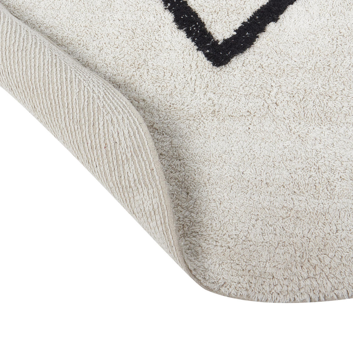 KURZFLOR-TEPPICH Beige 140 cm Heart - Beige/Schwarz, Textil (140/140cm) - Beliani