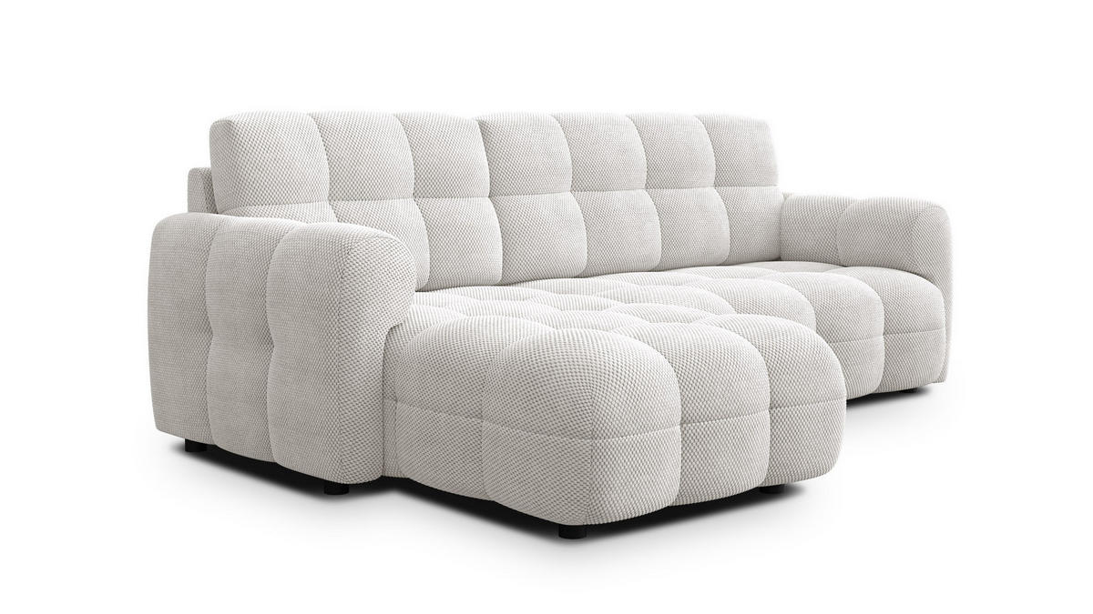 ECKSOFA MELLOW 3-Sitzer, creme - Creme/Schwarz, Holz/Textil (232/156cm) - Courtois Laville