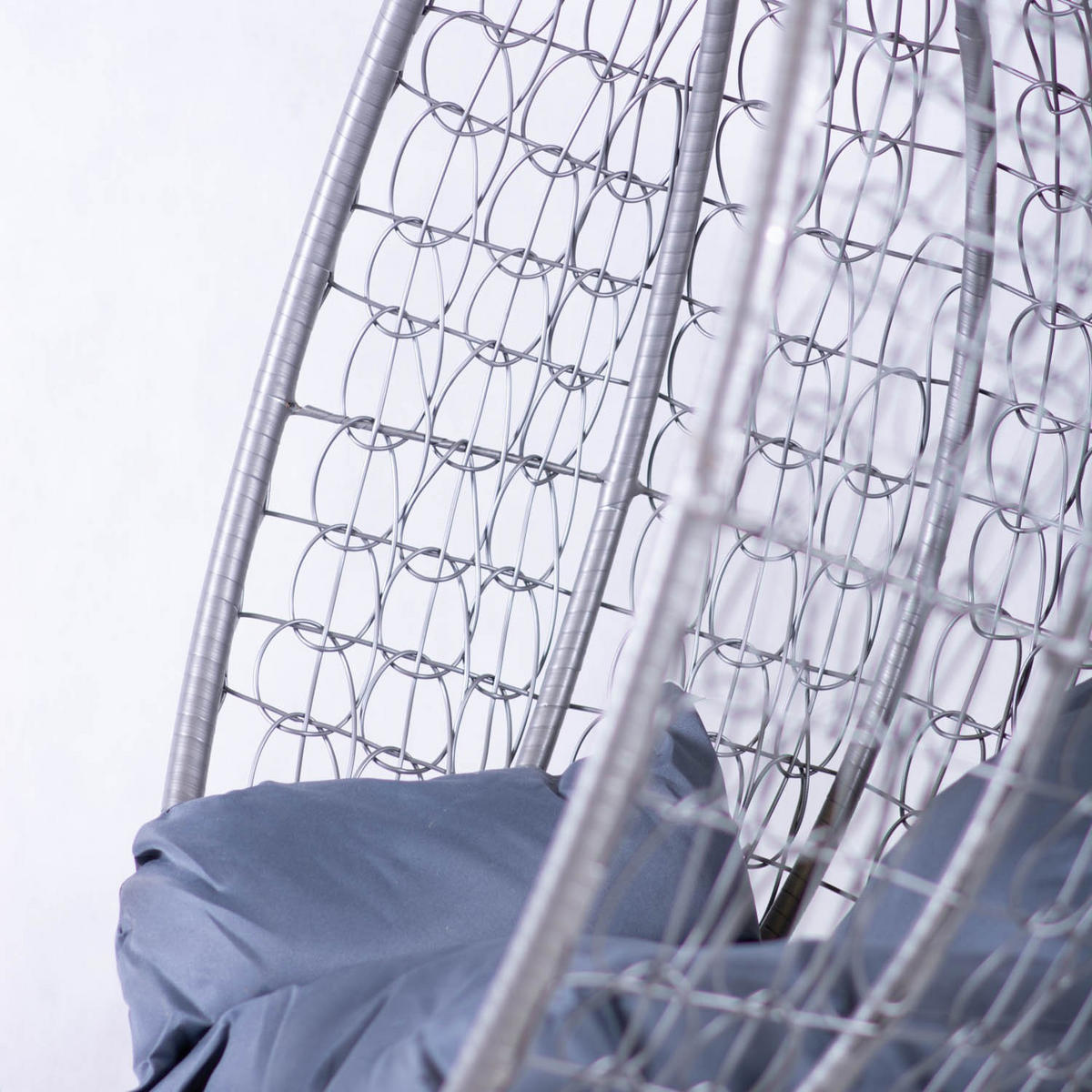 HÄNGESESSEL Cobe Grau, Grau Kissen, Garten Hängesessel Kokon aus Technorattan - Grau, Kunststoff/Metall (107/198/68cm) - Bettso