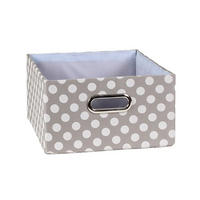STOFFSCHUBLADE grau mit weißen Punkten - 30/27/15 cm - Grau, Textil (27/15/30cm) - Calicosy
