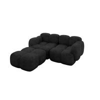 ECKSOFA modulares Sofa Links Miko-L1 214x205x75 Schwarz Velours - Schwarz, Holzwerkstoff/Kunststoff (214/205cm) - ALTDECOR