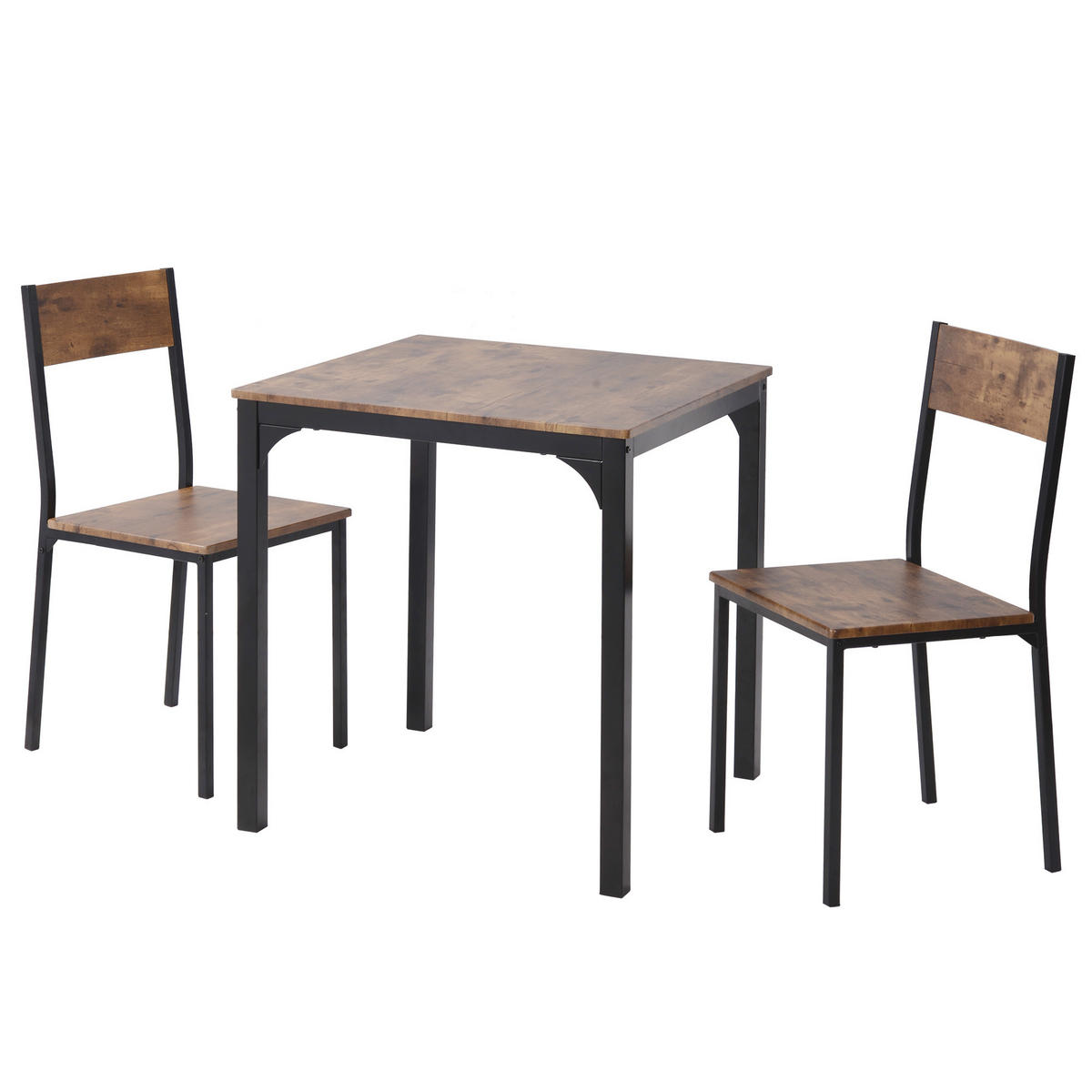 SITZGRUPPE Esstisch mit 2 Stühlen Vintagebraun - Braun, Metall (70/75.5/70cm) - FLIEKS
