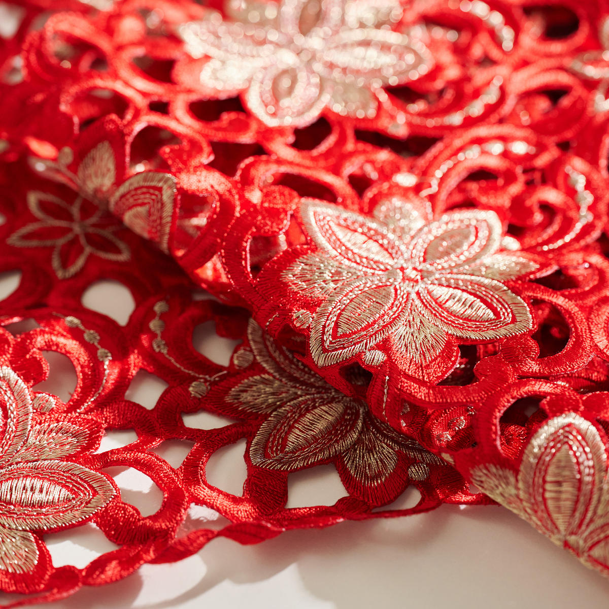 TISCHLÄUFER Bestickter RECOR, 28x174 cm, Rot, Weihnachten Deko Tischdecke, Christmas - Rot, Kunststoff (174/28/1cm) - home&you