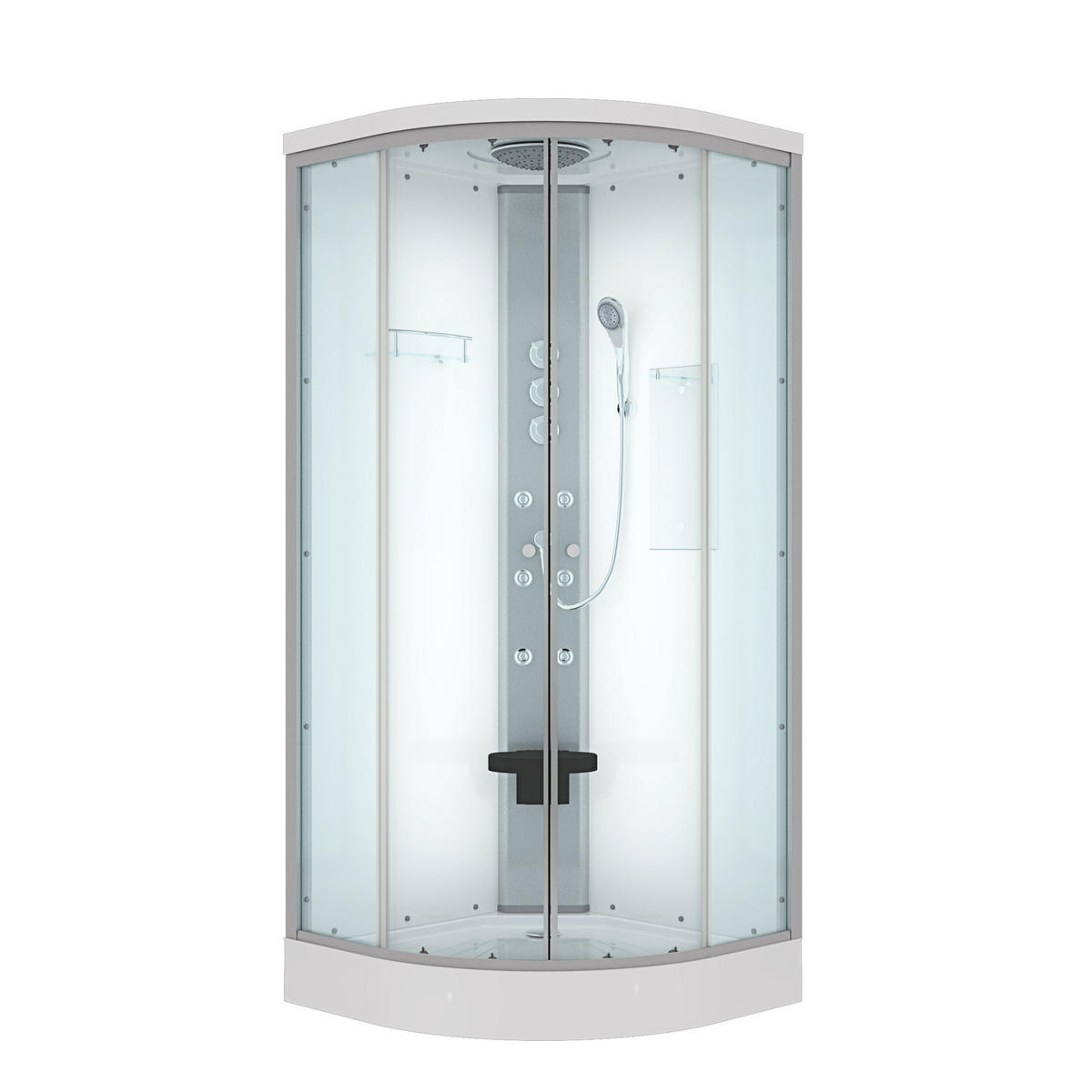 DUSCHE Fertigdusche D10-20T1-EC Weiß 100x100 - Weiß, Glas/Kunststoff (100/100/215cm) - AcquaVapore by Sandra Jentho