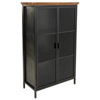 VITRINE aus Metall und Holz, Schwar, 76x37x125 - Multicolor, Metall (76/124.5/37cm) - Wanderlust
