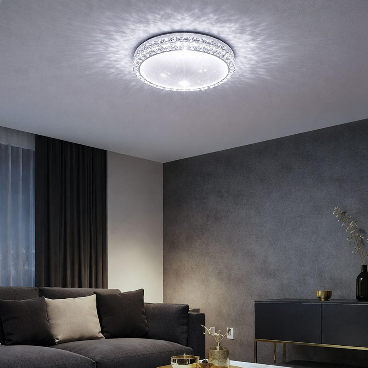 LED DECKENLEUCHTE Metall Kristallklar - Klar, Metall (30/30/8cm) - Globo Lighting