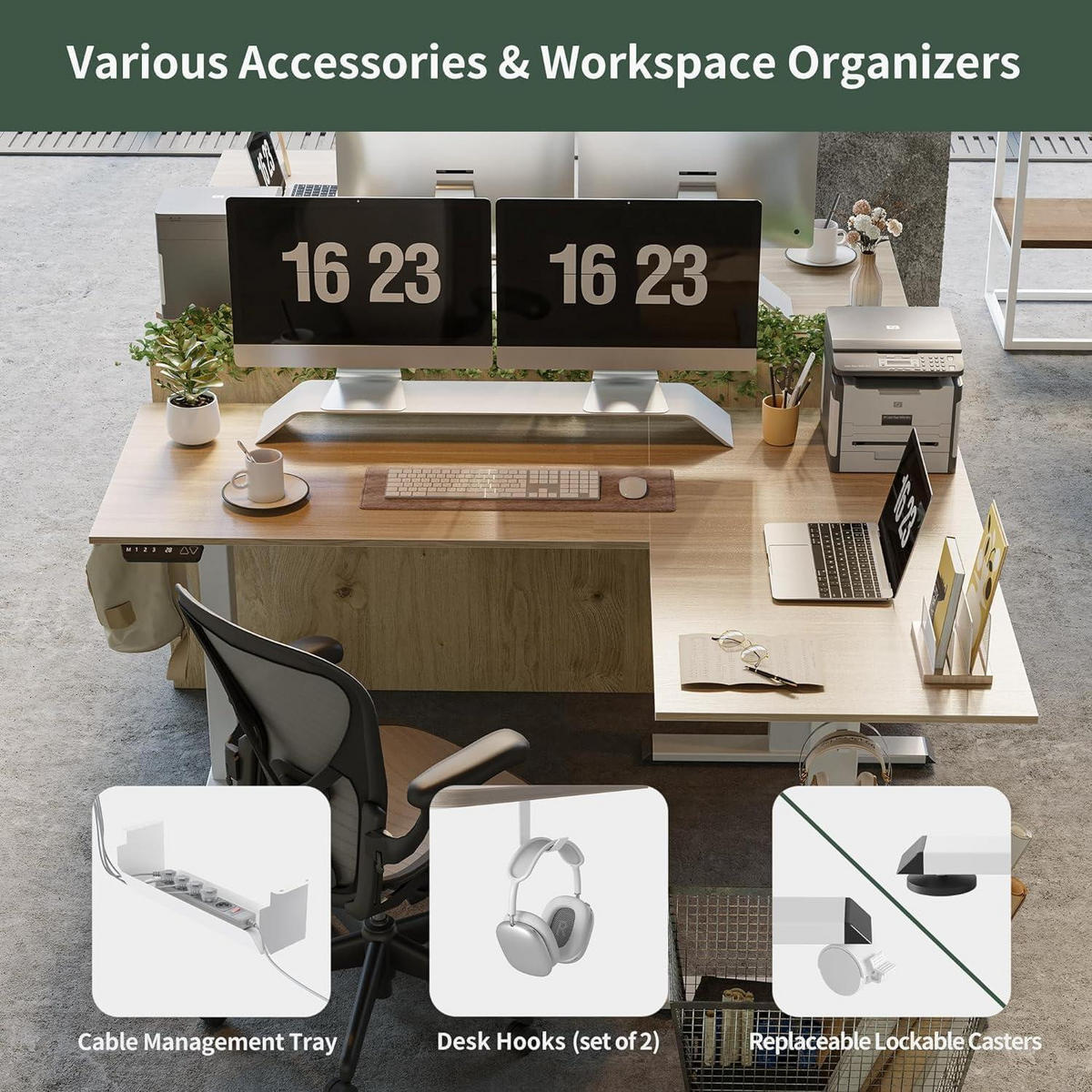 STEHSCHREIBTISCH L-Form Hell Walnuss 160 x 120 cm - Braun, Holzwerkstoff (120/160/70cm)