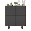 KOMMODE Apollo 4D Eiche wotan Graphit Matt 113/127/35 cm - Graphitfarben/Schwarz, Holzwerkstoff/Metall (113/127/35cm) - Meble Lindner