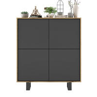 KOMMODE Apollo 4D Eiche wotan Graphit Matt 113/127/35 cm - Graphitfarben/Schwarz, Holzwerkstoff/Metall (113/127/35cm) - Meble Lindner