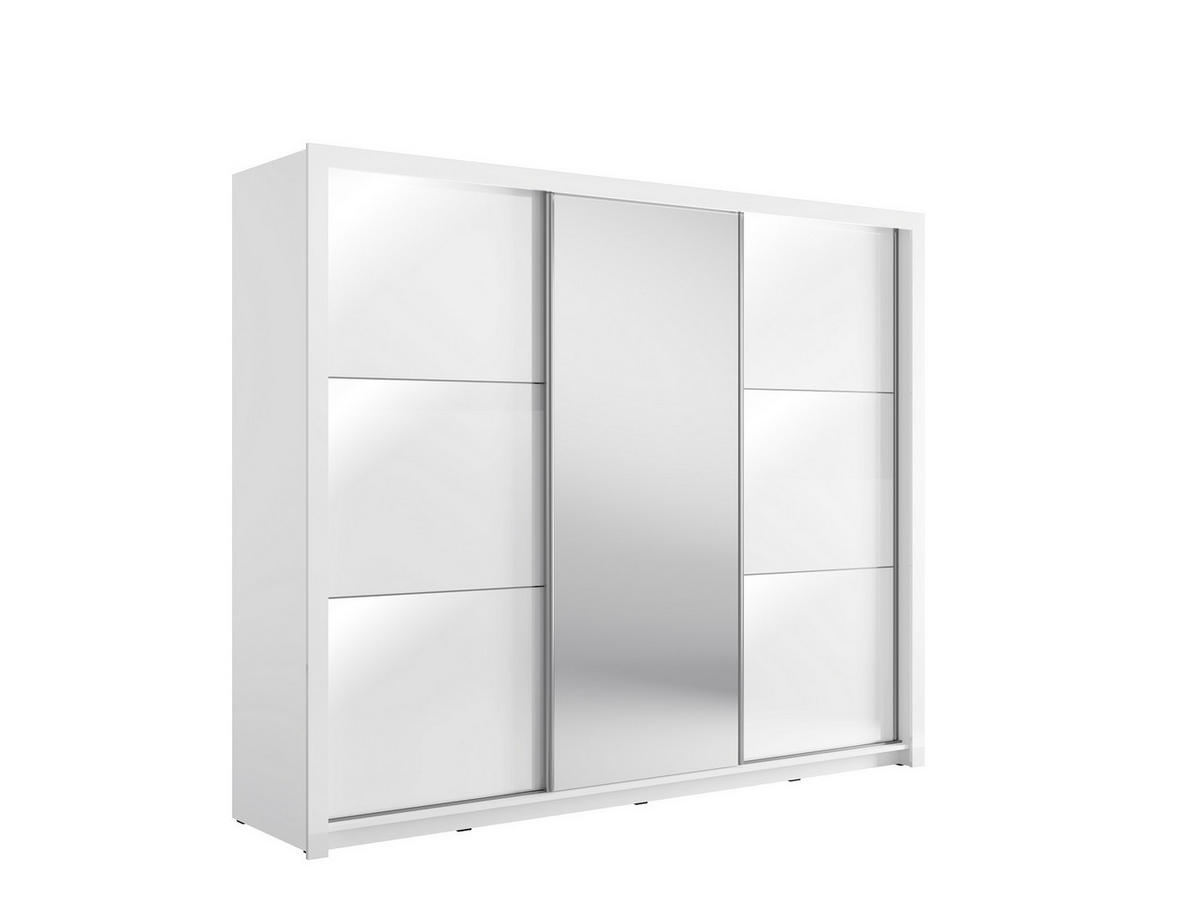 SCHWEBETÜRENSCHRANK ALVORN 257,8/212/66,6cm 3-türig mit Spiegel Weiß - Weiß, Holzwerkstoff (257.8/212/66.6cm) - MASSENO