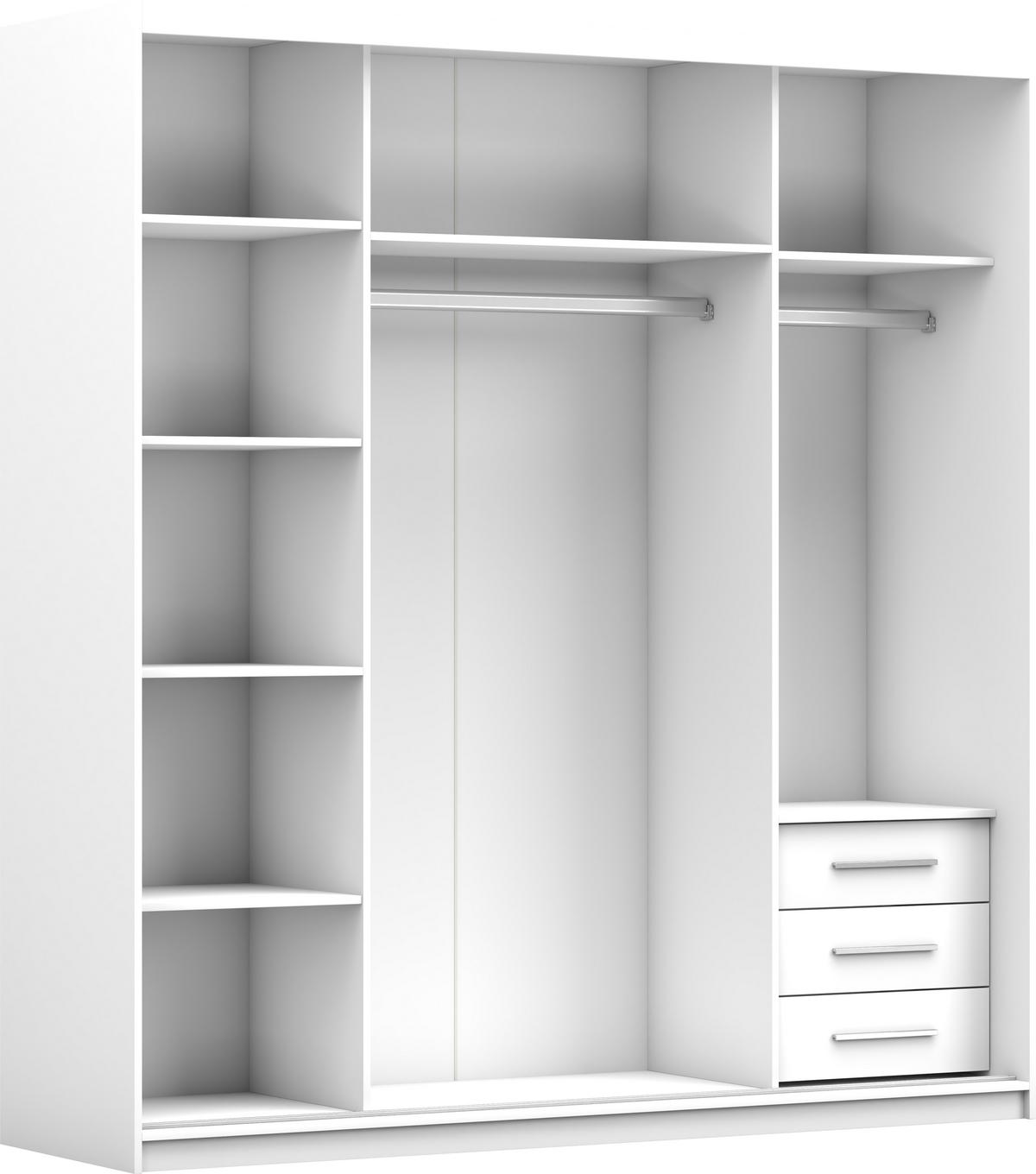 SCHWEBETÜRENSCHRANK 203/218/61 cm 2-türig Pola 42 B Weiß/Weiß - Alufarben/Weiß, Glas/Holzwerkstoff (203/218/61cm) - imoebel24