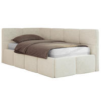 JUGENDBETT ARVO 90/200 - Creme Strukture - Multipocket-Matratze - Links Seite - Creme, Textil (90/200cm) - MKS