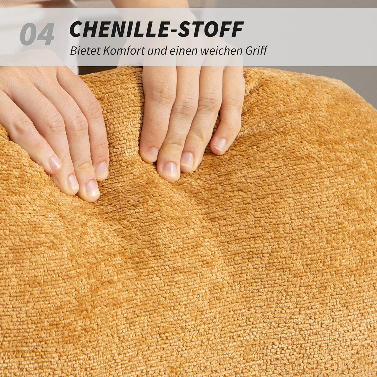SCHAUKELSTUHL Schaukelsessel Schneidersitz mit Rückenlehne Chenille-Optik - Gelb/Creme, Textil (80/91/103cm) - HOMCOM
